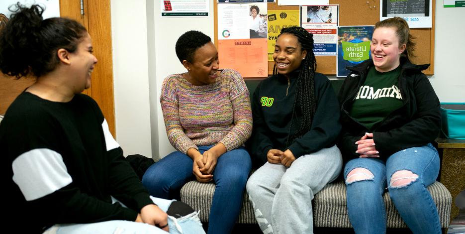 Moments like this, just hanging out, are some of the best times I’ve had with friends at Skidmore. Pictured from left to right: Brittany Herringshaw ’20, Brandy Smith ’21, NK Mabaso ’19, and Lhia Hernandez ’19 